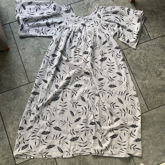 Dresses & Skirts - Gudrun Sjoden Floaty Maxi Midi Dress White Floral Smock Size M Boho